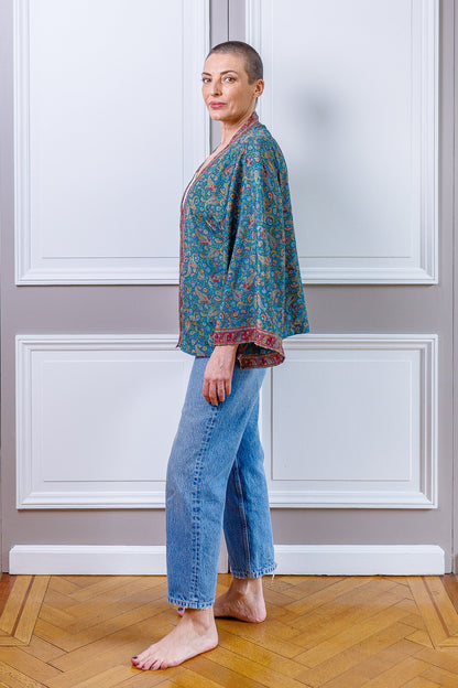 Silk kimono jacket, cardigan jacket, vintage kimono, bohemian jacket