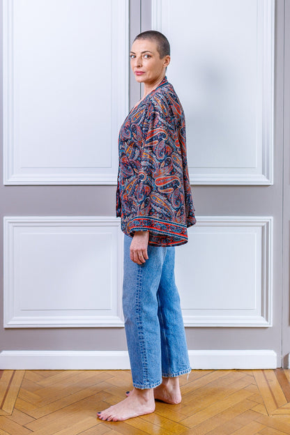 Silk kimono jacket, cardigan jacket, vintage kimono, bohemian jacket