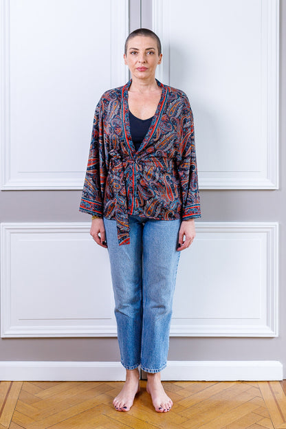 Silk kimono jacket, cardigan jacket, vintage kimono, bohemian jacket