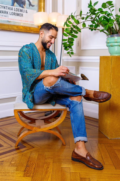Men's kimono jacket, cardigan jacket, silk kimono, short kimono