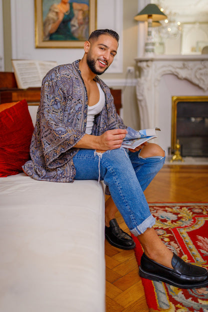 Men's kimono jacket, cardigan jacket, silk kimono, short kimono
