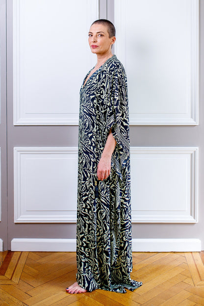 Modern Oversize Silk Kaftan Maxi Dress, Silk Dress, Loose Dress, Home Dress, Plus Size Dress