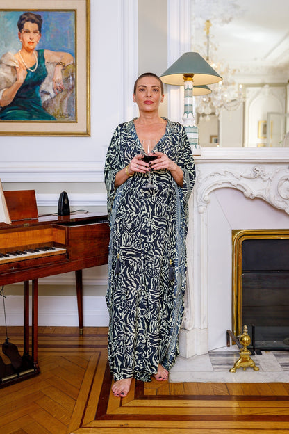 Modern Oversize Silk Kaftan Maxi Dress, Silk Dress, Loose Dress, Home Dress, Plus Size Dress
