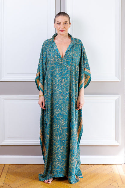 Modern Oversize Silk Kaftan Maxi Dress, Silk Dress, Loose Dress, Home Dress, Plus Size Dress