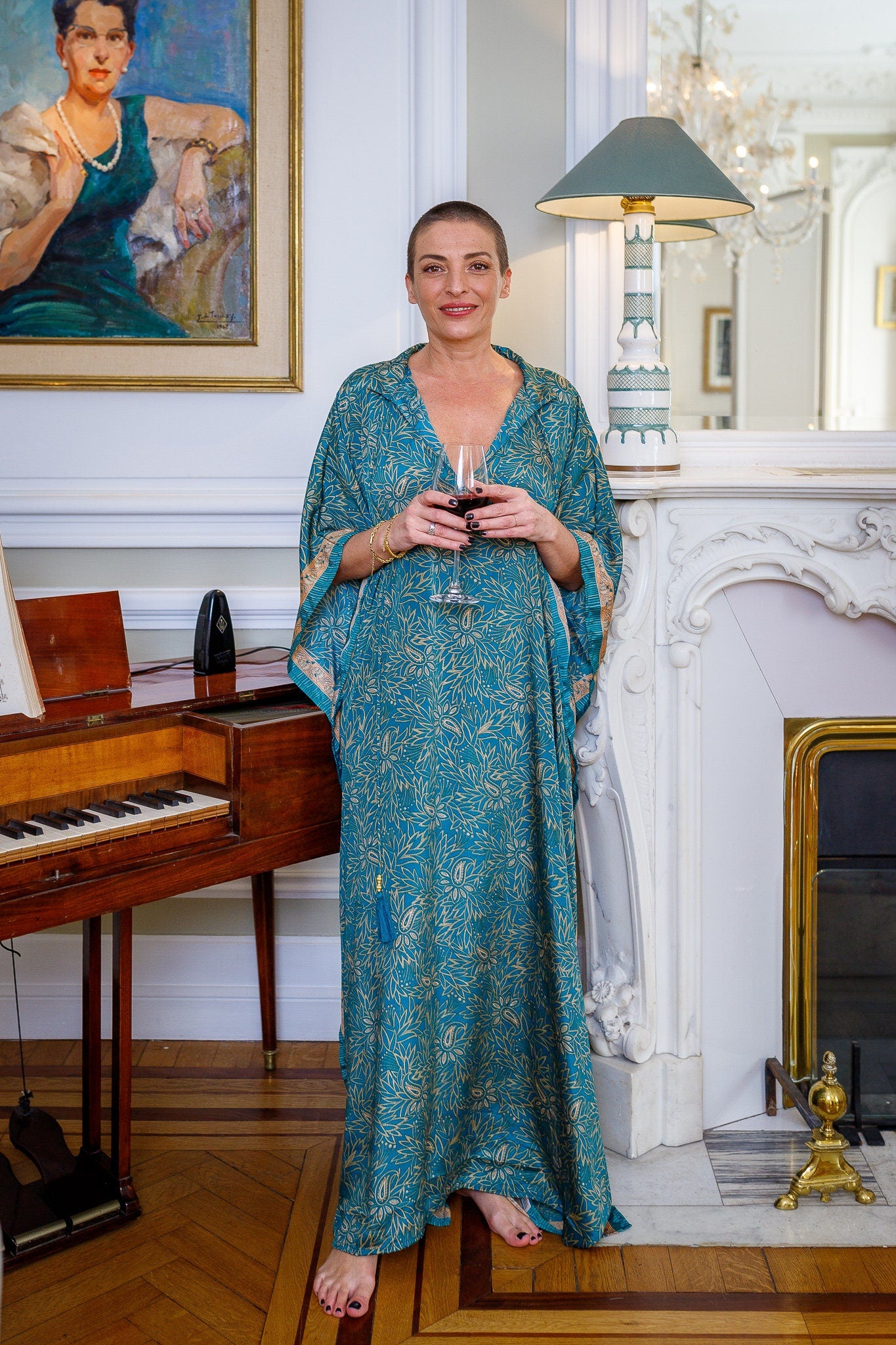 Modern Oversize Silk Kaftan Maxi Dress, Silk Dress, Loose Dress, Home Dress, Plus Size Dress