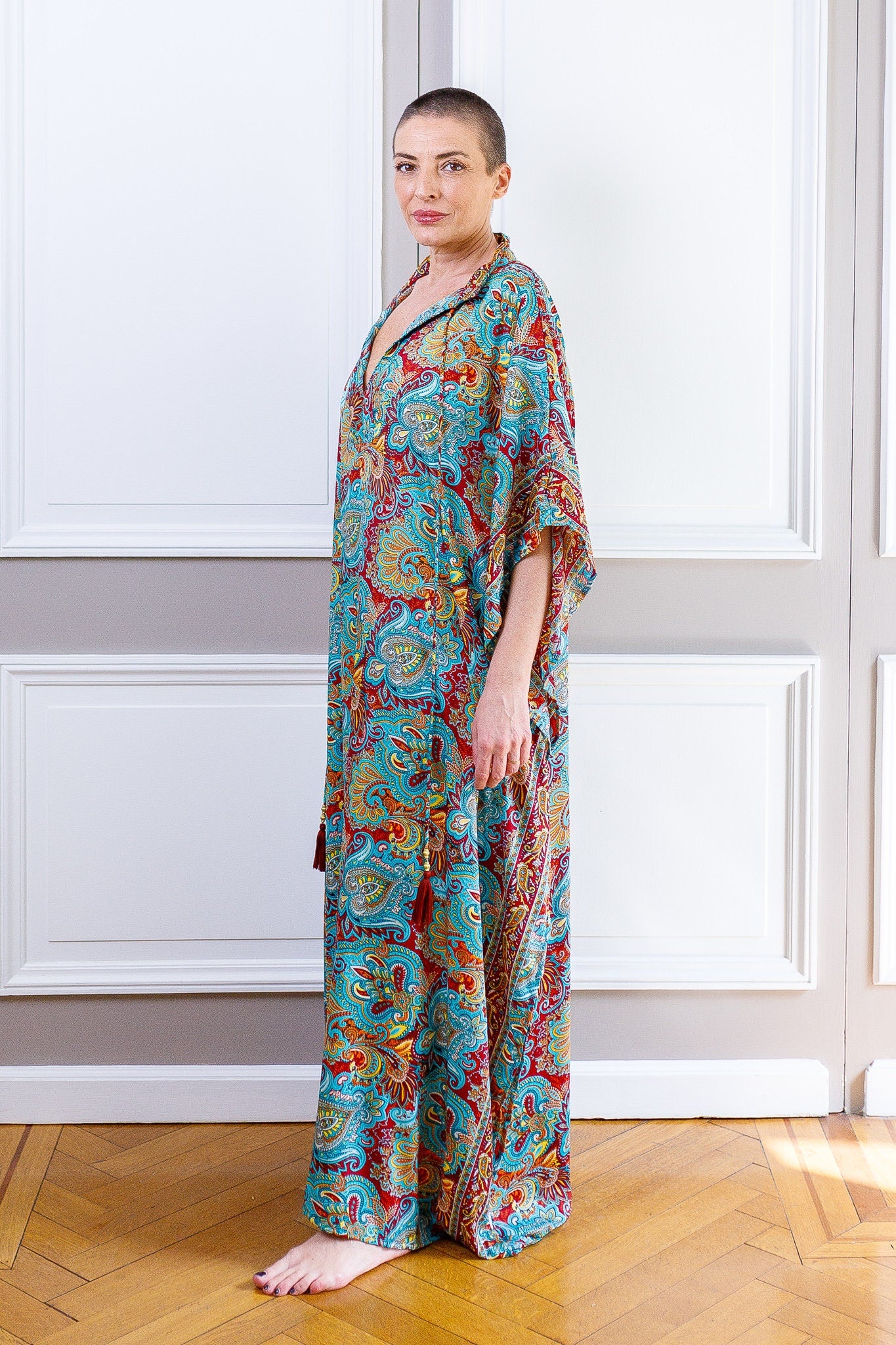 Modern Oversize Silk Kaftan Maxi Dress, Silk Dress, Loose Dress, Home Dress, Plus Size Dress