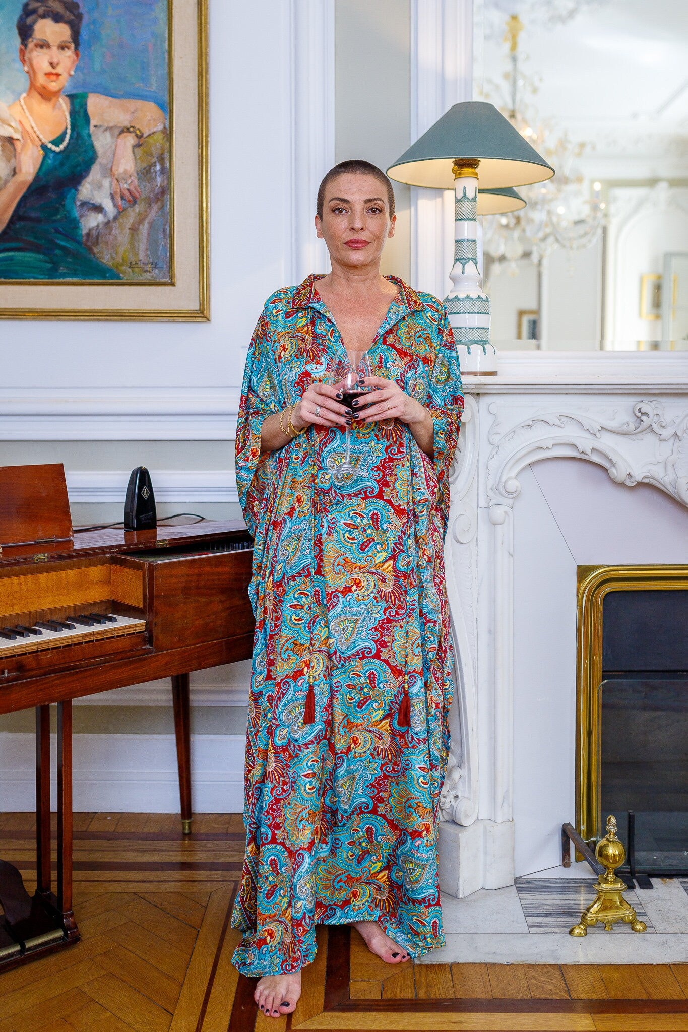Modern Oversize Silk Kaftan Maxi Dress, Silk Dress, Loose Dress, Home Dress, Plus Size Dress
