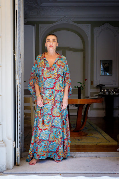 Modern Oversize Silk Kaftan Maxi Dress, Silk Dress, Loose Dress, Home Dress, Plus Size Dress