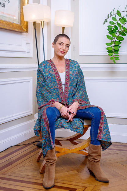 Woman silk kimono, Vintage kimono, Boho kimono, Silk dressing gown