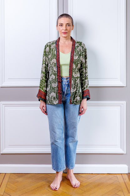 Silk kimono jacket, cardigan jacket, vintage kimono, bohemian jacket