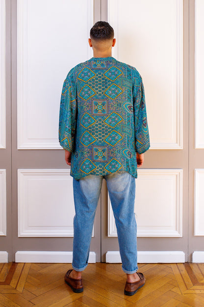 Men's kimono jacket, cardigan jacket, silk kimono, short kimono