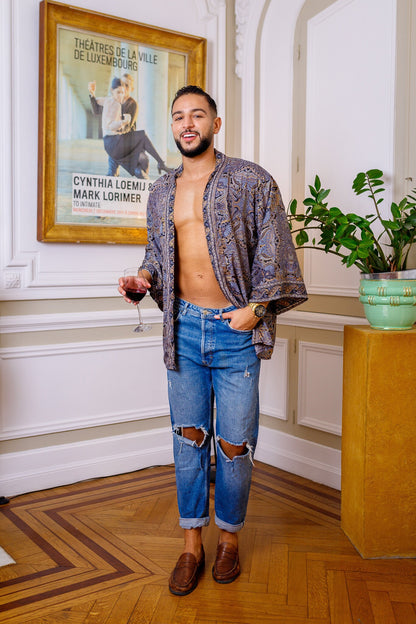 Men's kimono jacket, cardigan jacket, silk kimono, short kimono