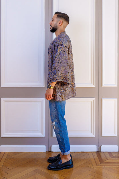 Men's kimono jacket, cardigan jacket, silk kimono, short kimono