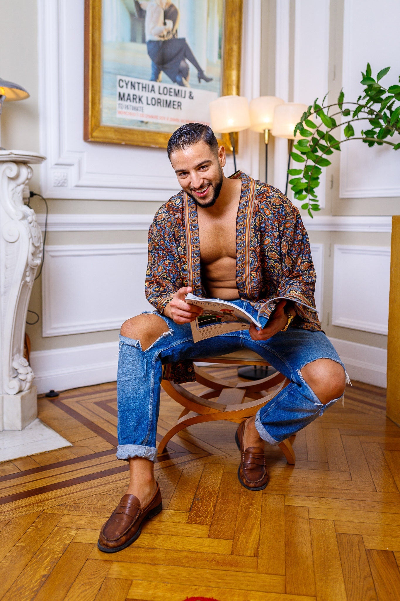 Veste kimono homme, veste cardigan, kimono soie, kimono court