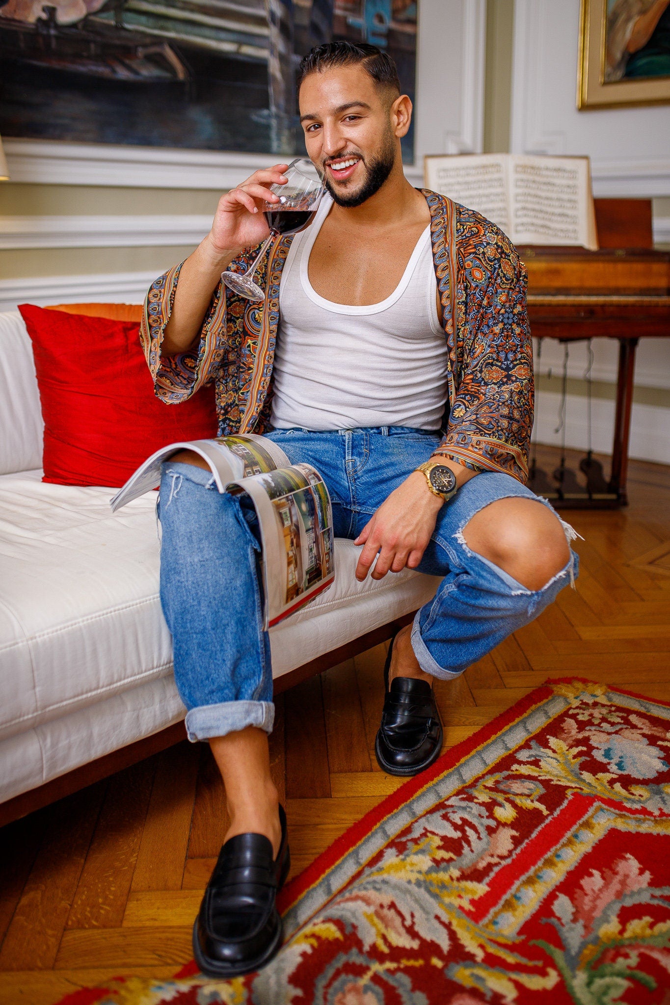 Veste kimono homme, veste cardigan, kimono soie, kimono court