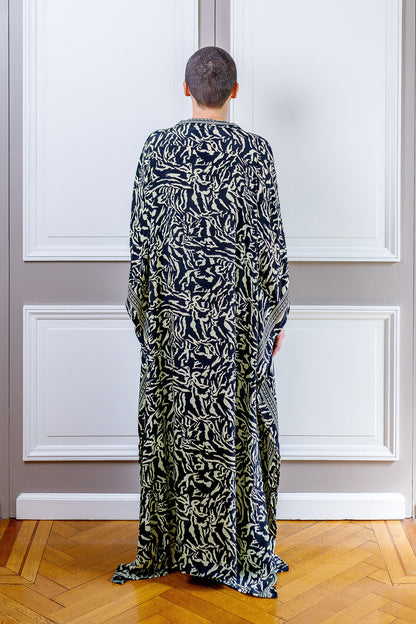 Modern Oversize Silk Kaftan Maxi Dress, Silk Dress, Loose Dress, Home Dress, Plus Size Dress