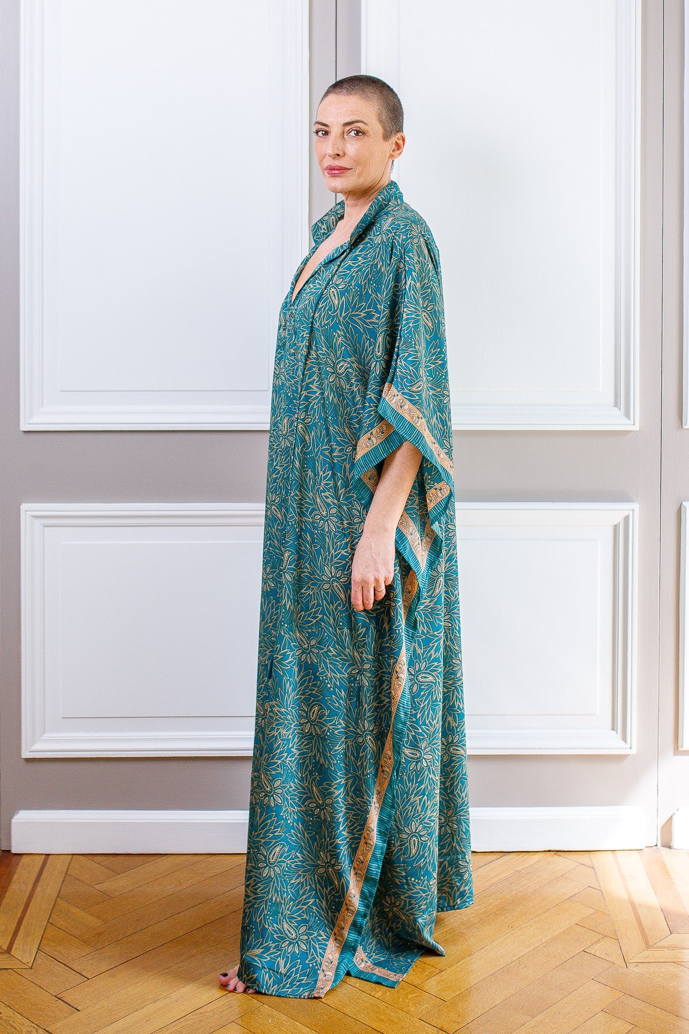 Modern Oversize Silk Kaftan Maxi Dress, Silk Dress, Loose Dress, Home Dress, Plus Size Dress