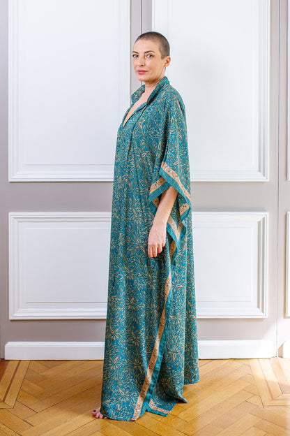 Modern Oversize Silk Kaftan Maxi Dress, Silk Dress, Loose Dress, Home Dress, Plus Size Dress
