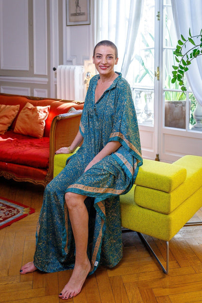 Modern Oversize Silk Kaftan Maxi Dress, Silk Dress, Loose Dress, Home Dress, Plus Size Dress