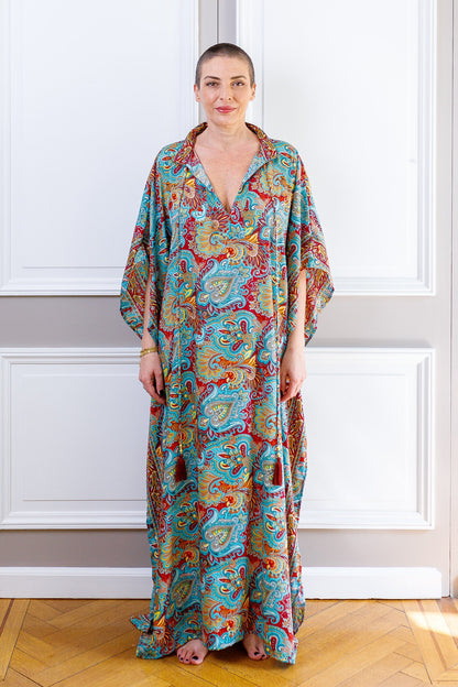 Modern Oversize Silk Kaftan Maxi Dress, Silk Dress, Loose Dress, Home Dress, Plus Size Dress