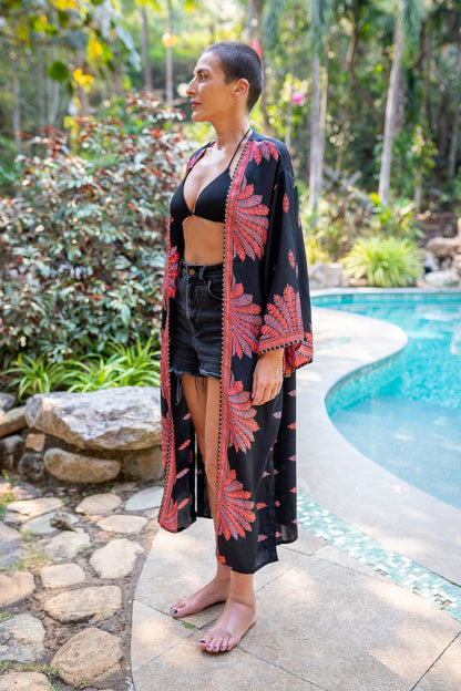 Woman silk kimono, Vintage kimono, Boho kimono, Silk dressing gown