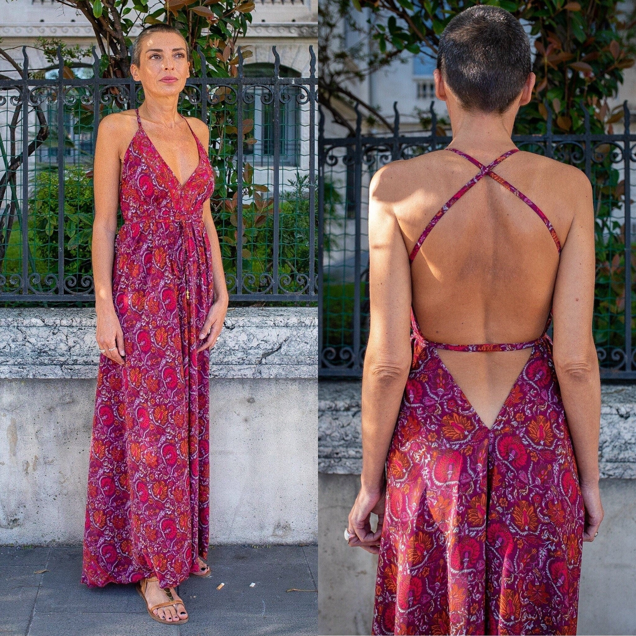 Backless vintage dress best sale