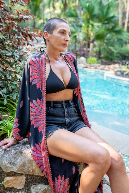 Woman silk kimono, Vintage kimono, Boho kimono, Silk dressing gown