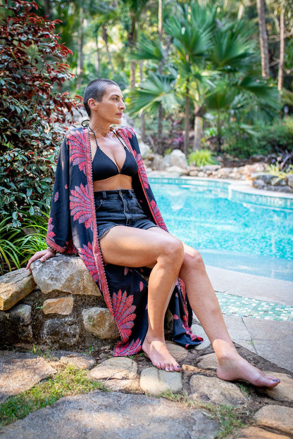 Woman silk kimono, Vintage kimono, Boho kimono, Silk dressing gown