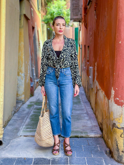 Vintage silk blouse with balloon sleeves, oversized collar, maxi low-cut blouse, long-sleeved blouse
