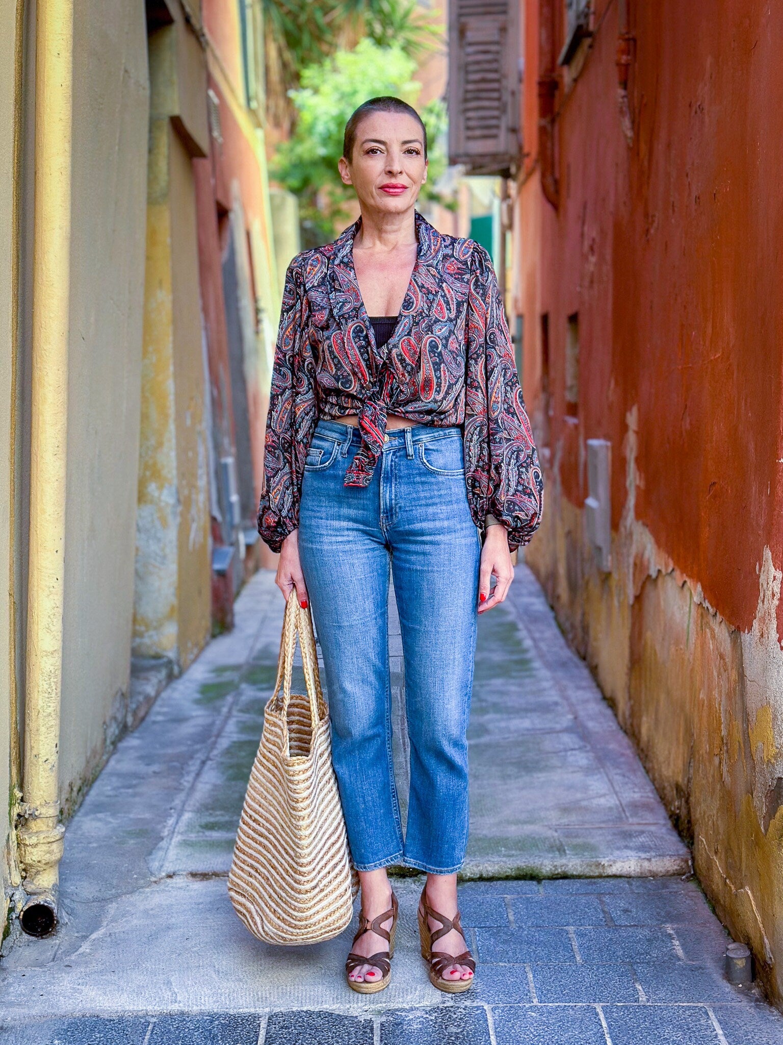 Vintage silk blouse with balloon sleeves, oversized collar, maxi low-cut blouse, long-sleeved blouse