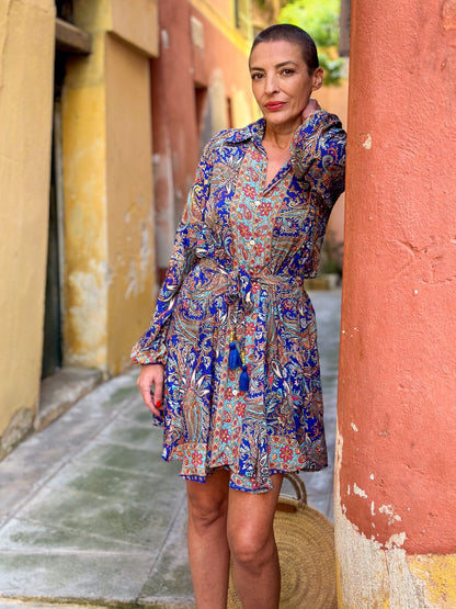 Silk babydoll short dress, Vintage silk dress, Lolita dress, Short shirt dress, Puffed sleeve summer dress, Maxi collar shirt dress