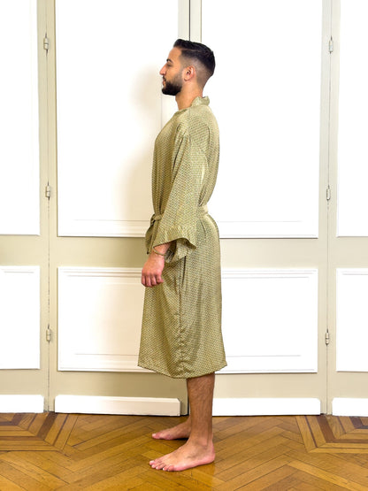 Bohemian men's silk kimono, kimono for him, silk bathrobe, dressing gown, gift for him