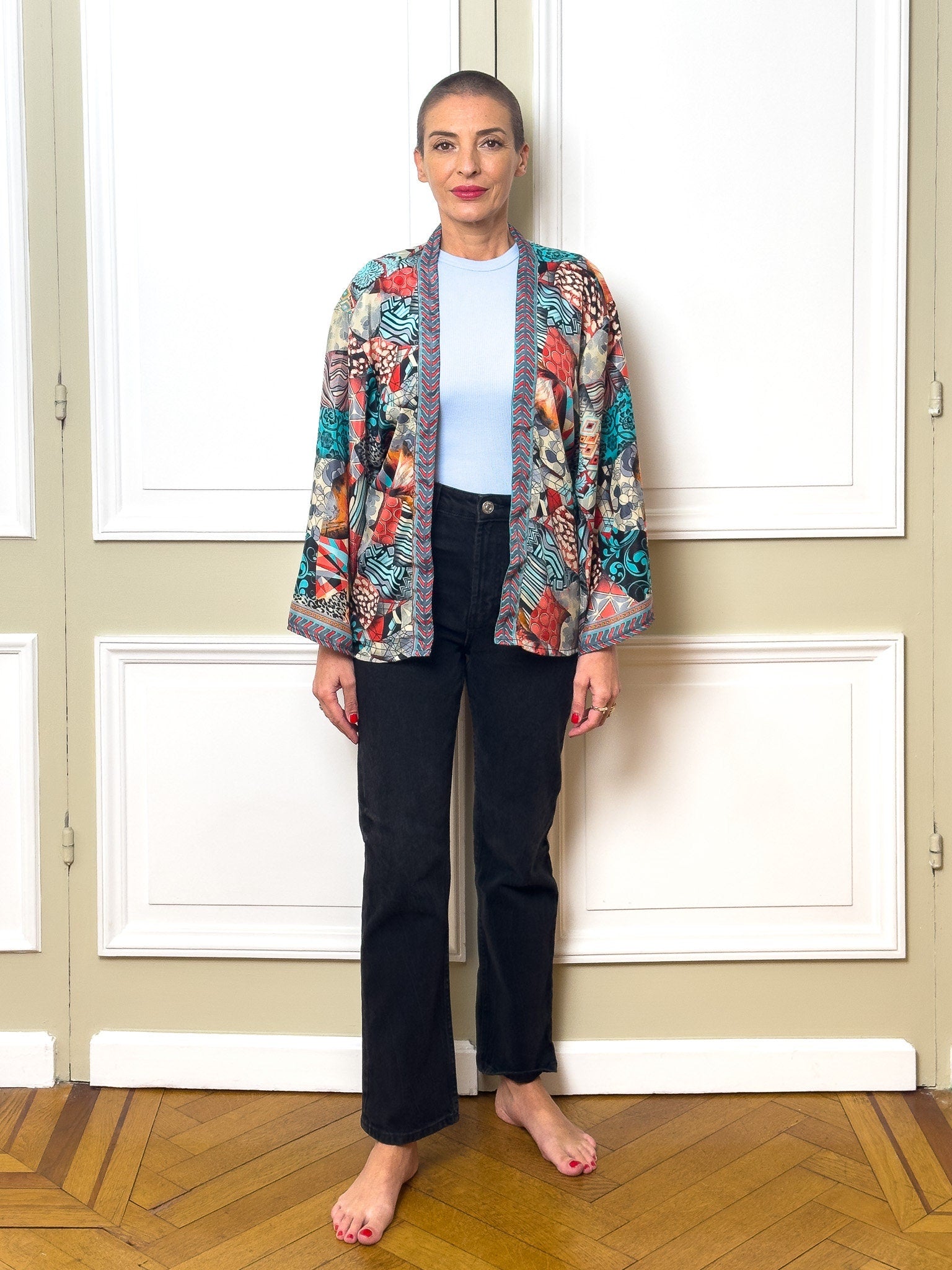 Veste kimono en soie, veste cardigan, kimono vintage, veste boho, cadeau de Noël, cadeau pour elle