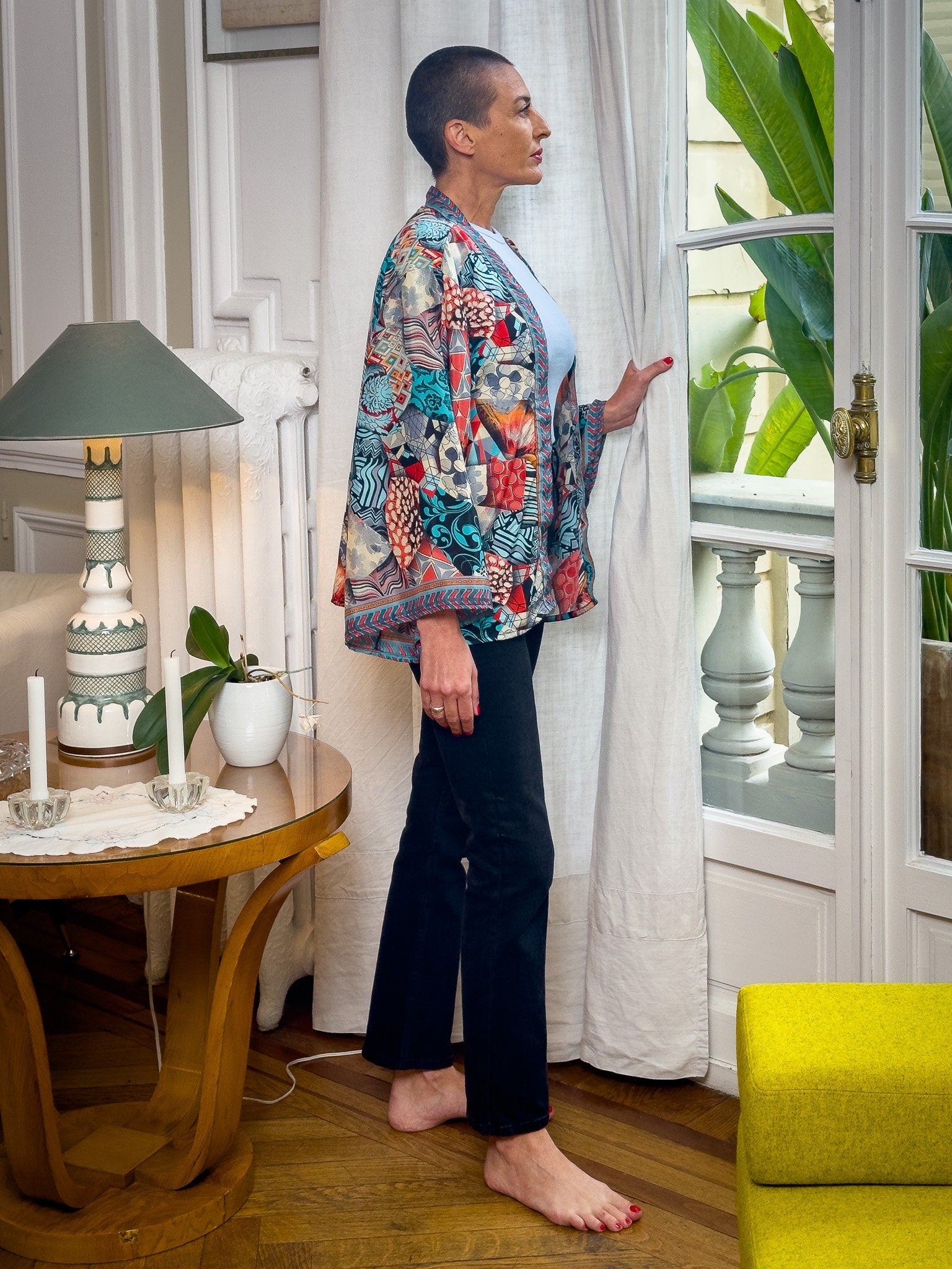 Veste kimono en soie, veste cardigan, kimono vintage, veste boho, cadeau de Noël, cadeau pour elle