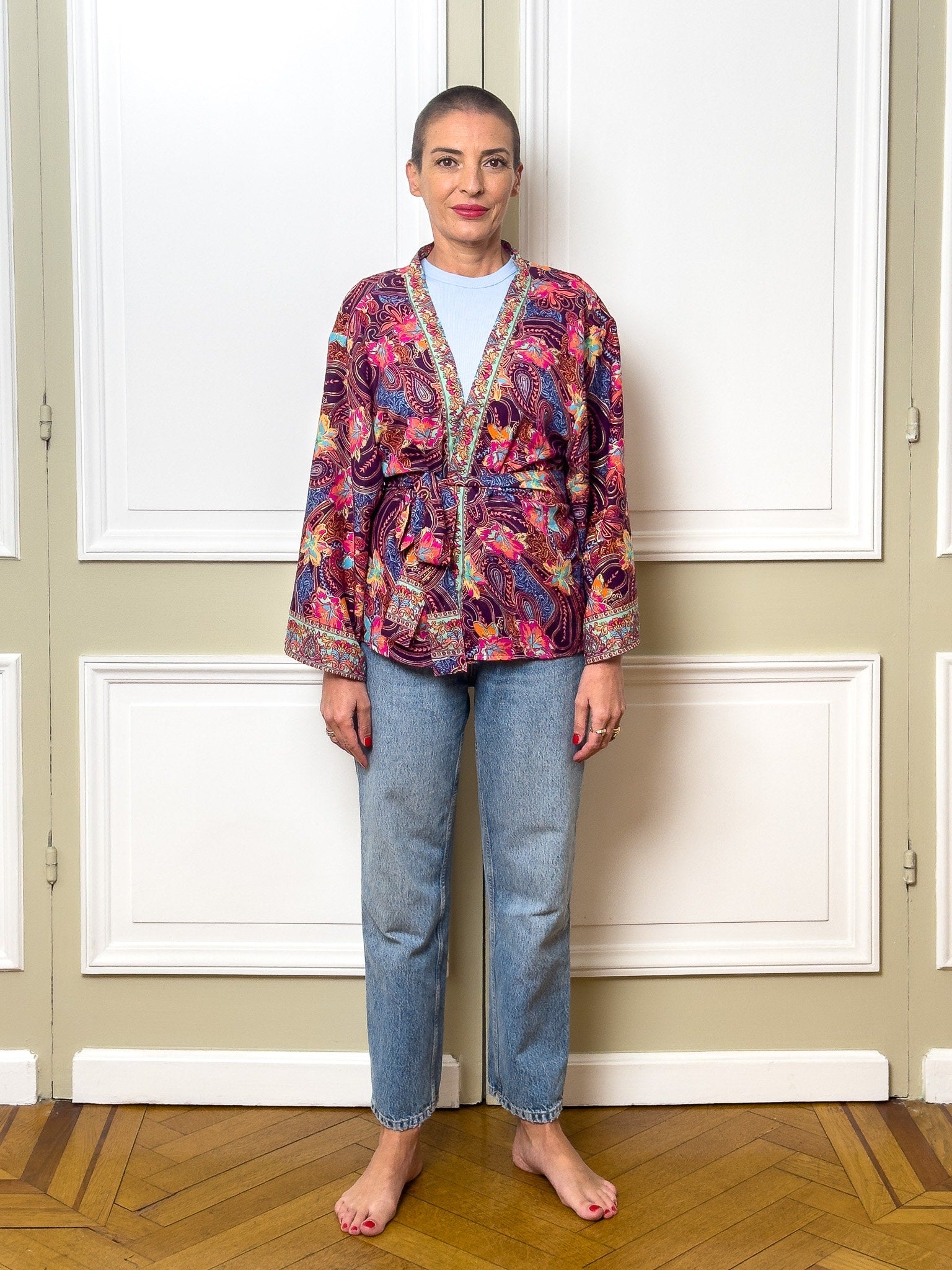 Silk kimono jacket, cardigan jacket, vintage kimono, bohemian jacket, christmas gift, gift for her