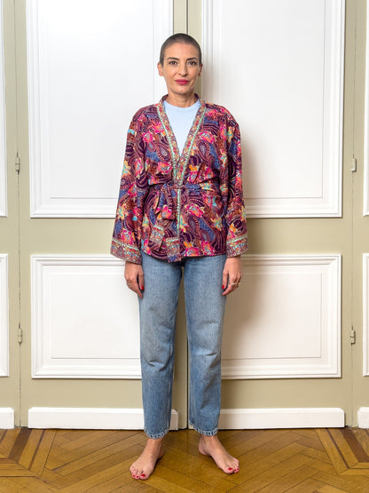 Silk kimono jacket, cardigan jacket, vintage kimono, bohemian jacket, christmas gift, gift for her