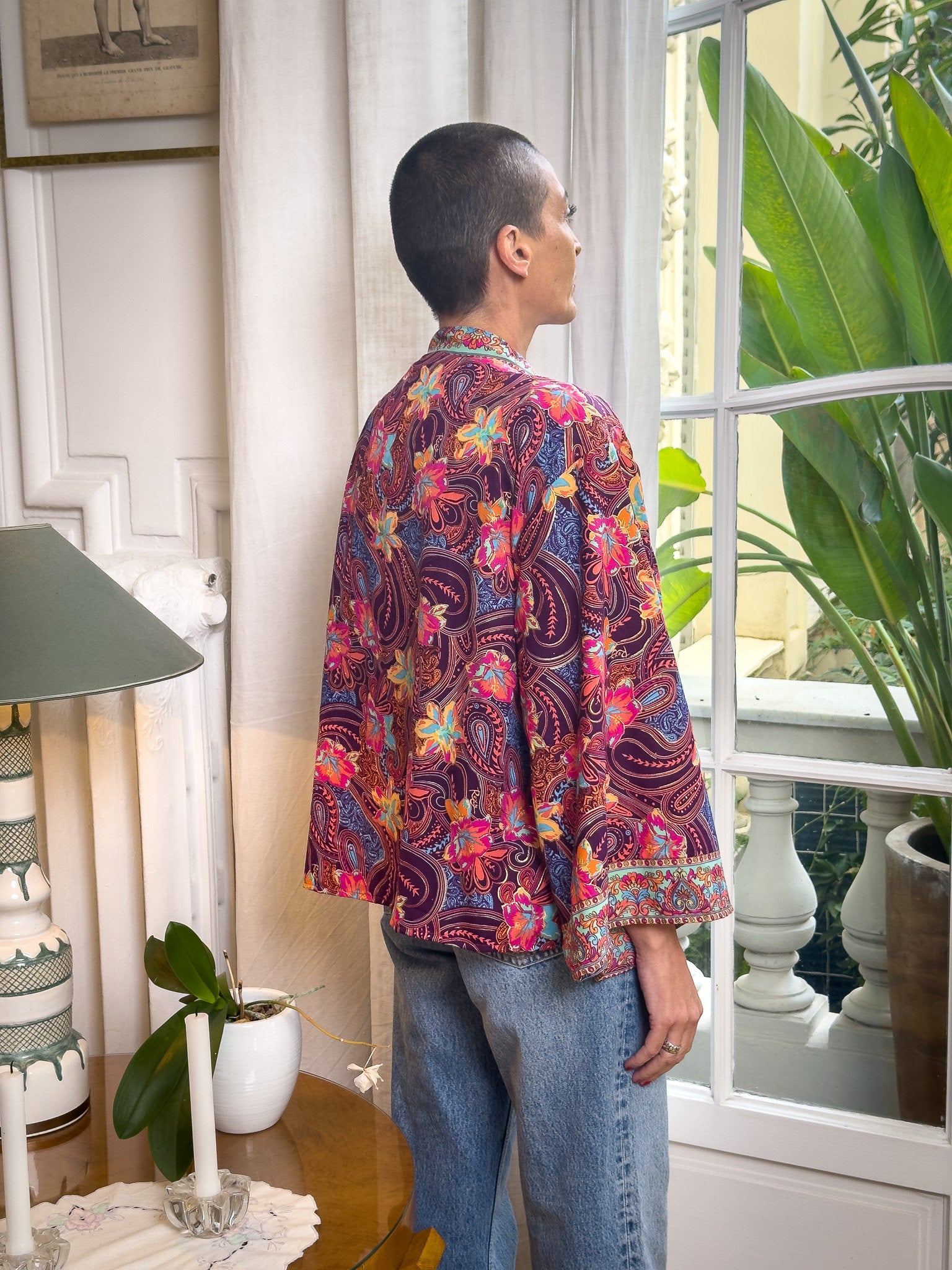 Silk kimono jacket, cardigan jacket, vintage kimono, bohemian jacket, christmas gift, gift for her