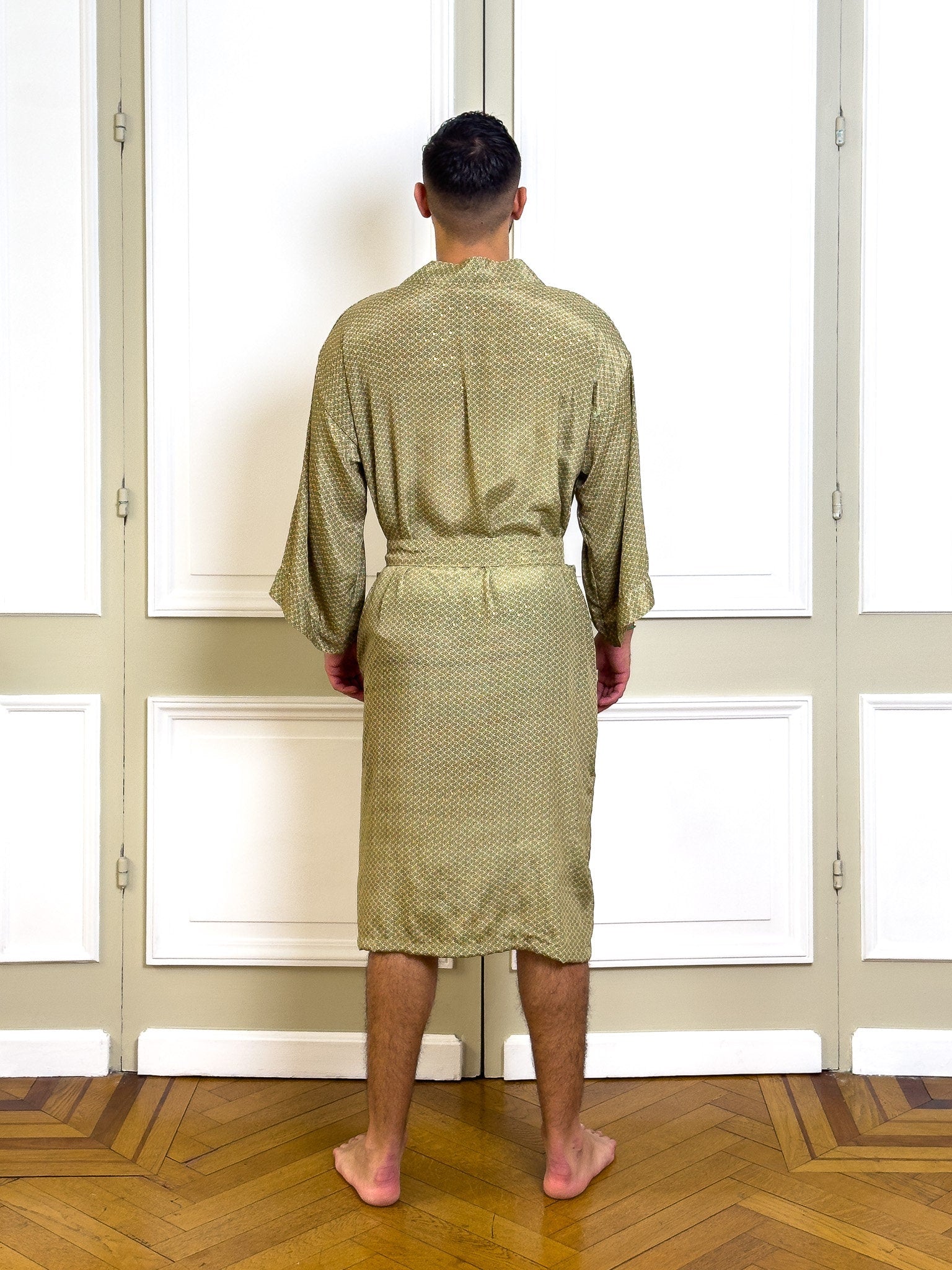 Bohemian men's silk kimono, kimono for him, silk bathrobe, dressing gown, gift for him