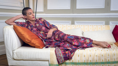 Oversize Silk Modern Kaftan Maxi Dress, Silk Dress, Loose Dress, Lounge Dress, Plus Size Dress, Christmas Gift