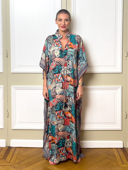 Oversize Silk Modern Kaftan Maxi Dress, Silk Dress, Loose Dress, Lounge Dress, Plus Size Dress, Christmas Gift