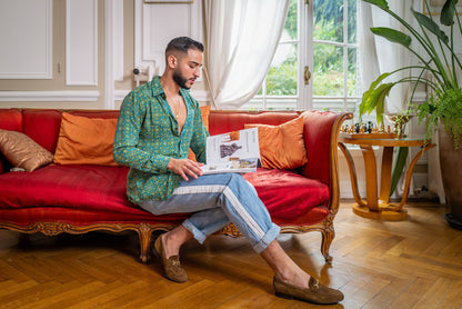 Vintage silk shirt, Long sleeve men's shirt, Boho chic shirt, Vintage retro shirt, Chic shirt for men